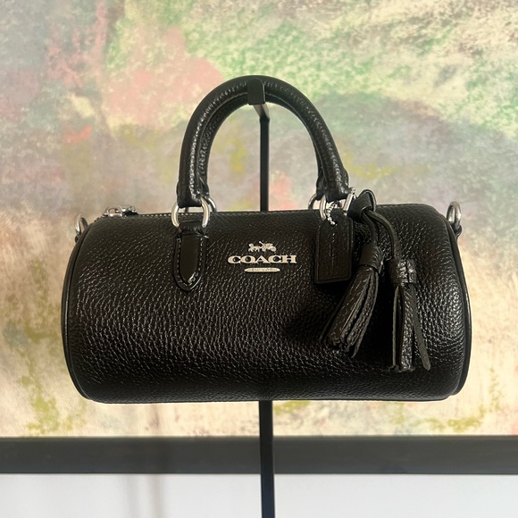 Coach Handbags - Coach Black Pebbled Lacey Barrel Bag